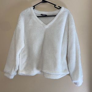 SHEIN- Teddy Bear Crop Top Fluffy White